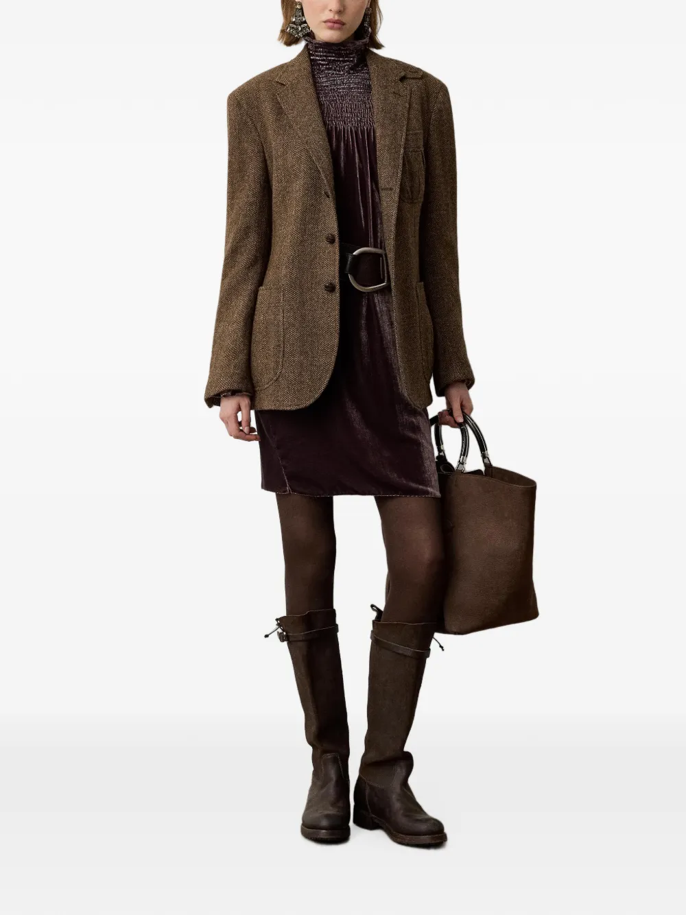 Ralph Lauren Collection Blazer met enkele rij knopen Bruin