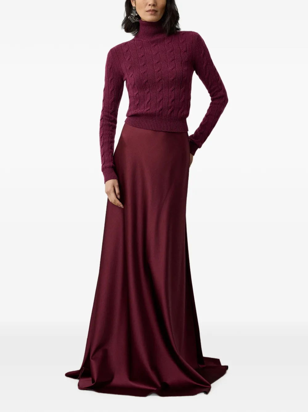 Ralph Lauren Collection Masina satin maxi skirt Rood