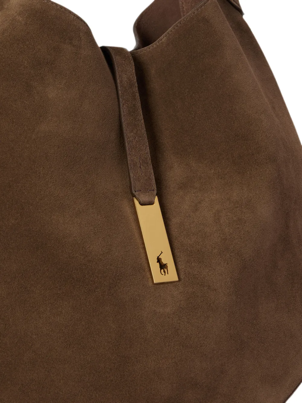 Polo Ralph Lauren Grote Polo ID suède schoudertas Bruin
