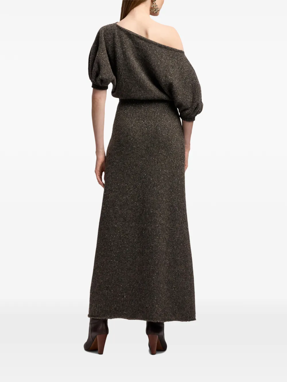 Ralph Lauren Collection Cecie off-shoulder midi-jurk Bruin