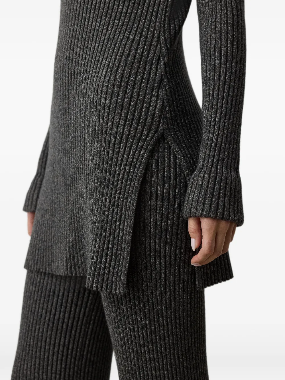 Ralph Lauren Collection Mouliné trui met trechterhals Grijs
