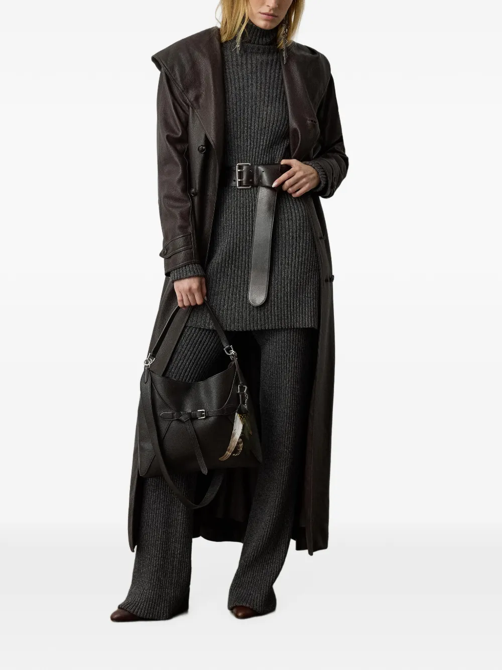 Ralph Lauren Collection Mouliné trui met trechterhals Grijs