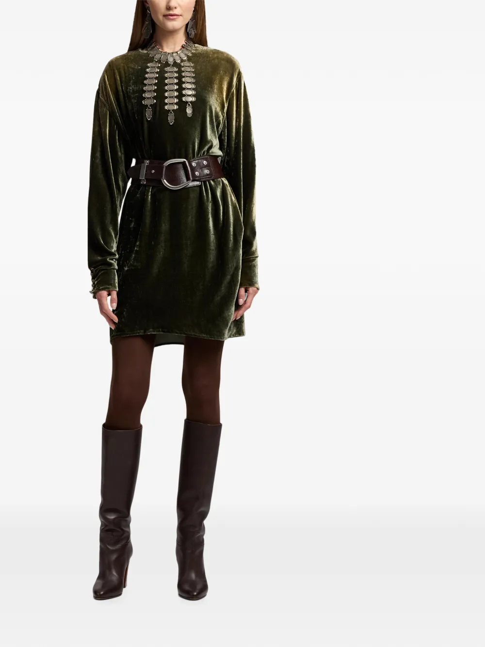 Ralph Lauren Collection Tessy fluwelen mini-jurk Groen