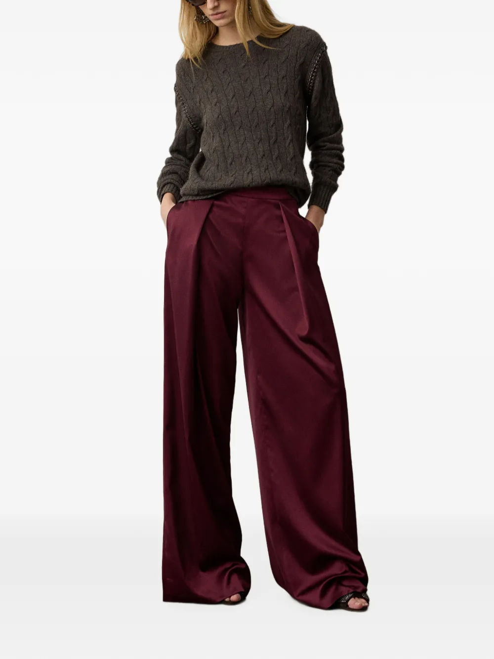 Ralph Lauren Collection Masina palazzo plooibroek Rood