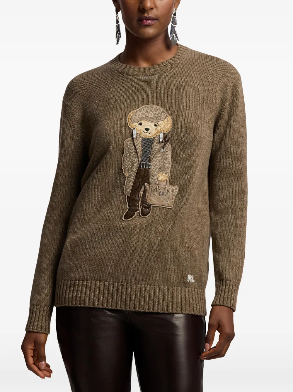 Ralph Lauren Collection Polo Bear Intarsia-knit Sweater in Brown, view 3