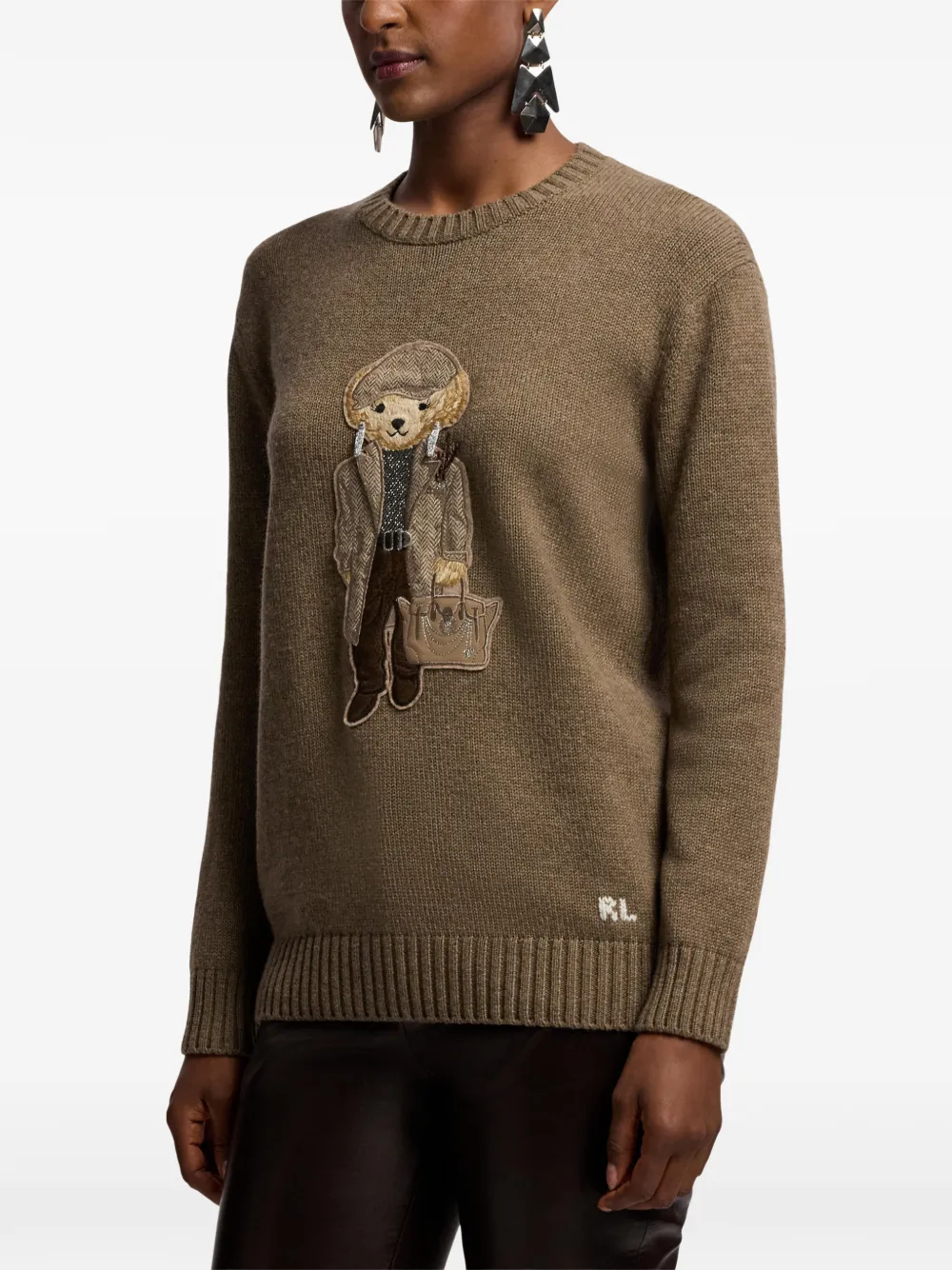 Ralph Lauren Collection Polo Bear Intarsia-knit Sweater in Brown, view 4
