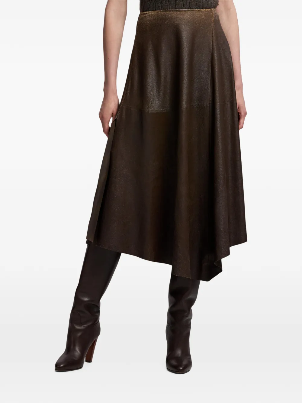Ralph Lauren Collection Cecilie asymmetrische rok Bruin