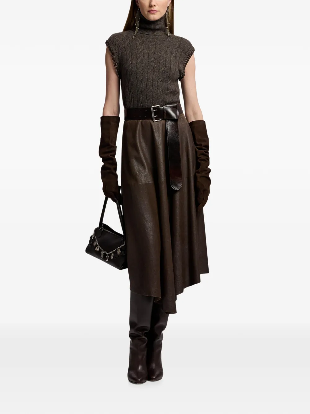 Ralph Lauren Collection Cecilie asymmetrische rok Bruin