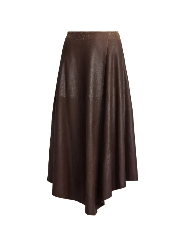 Ralph Lauren Collection Cecilie Asymmetric Skirt in Brown