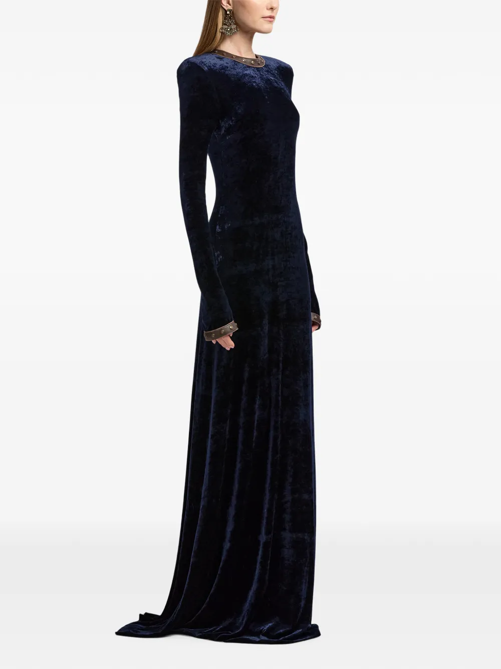 Ralph Lauren Collection Nancie fluwelen avondjurk Blauw