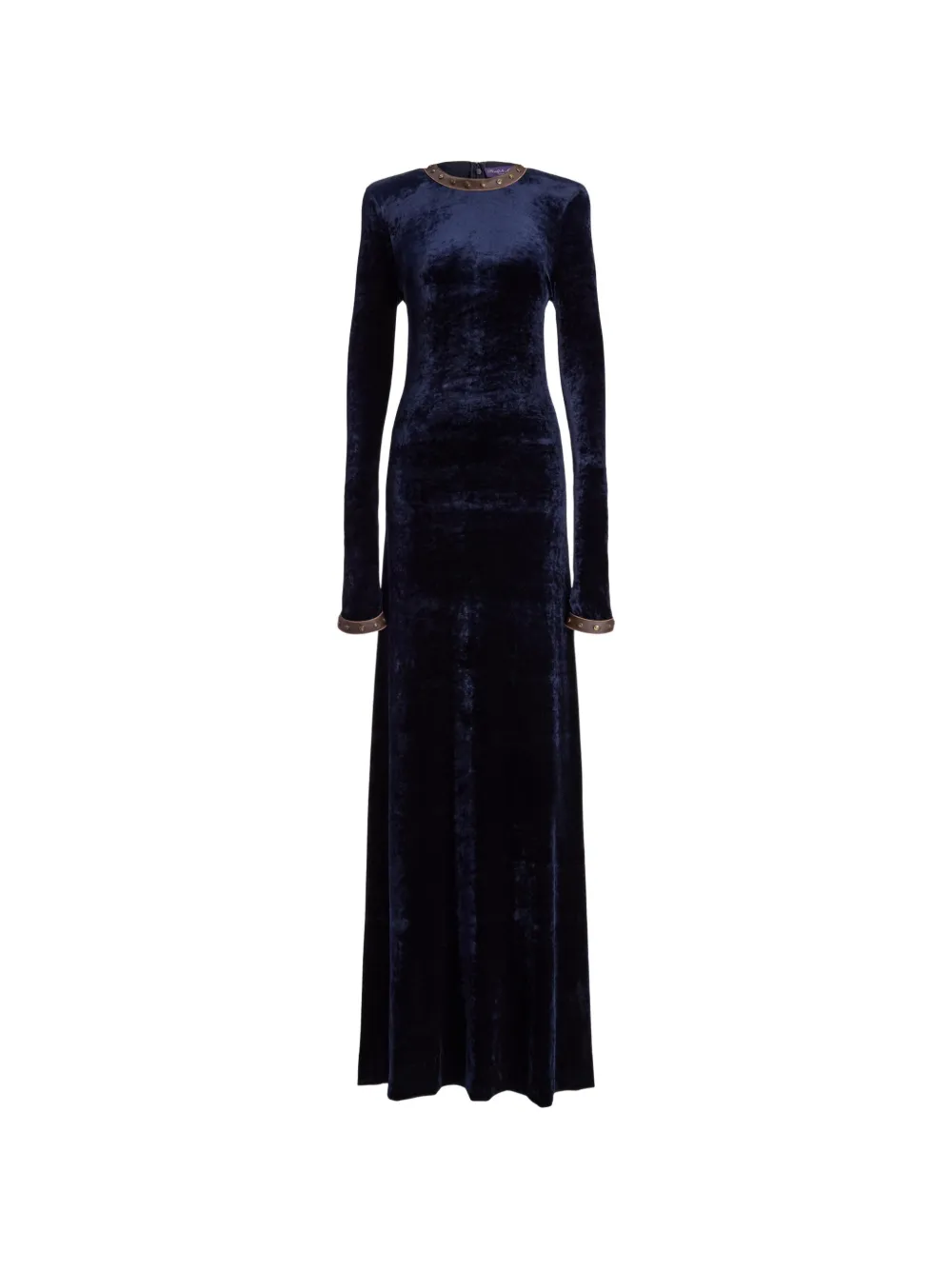 Ralph Lauren Collection robe longue Nancie à détails de clous en velours - Bleu