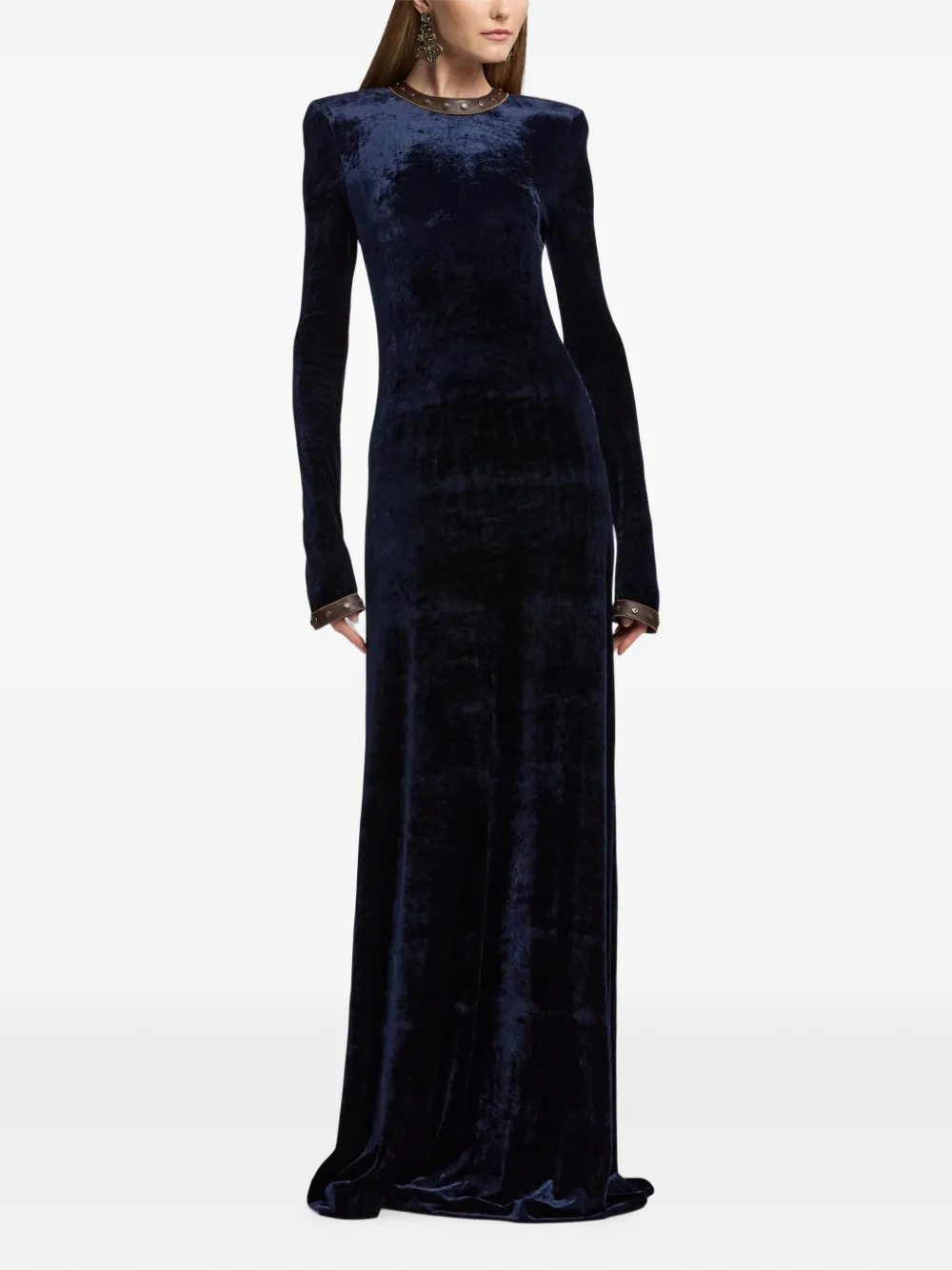 Ralph Lauren Collection Nancie fluwelen avondjurk Blauw