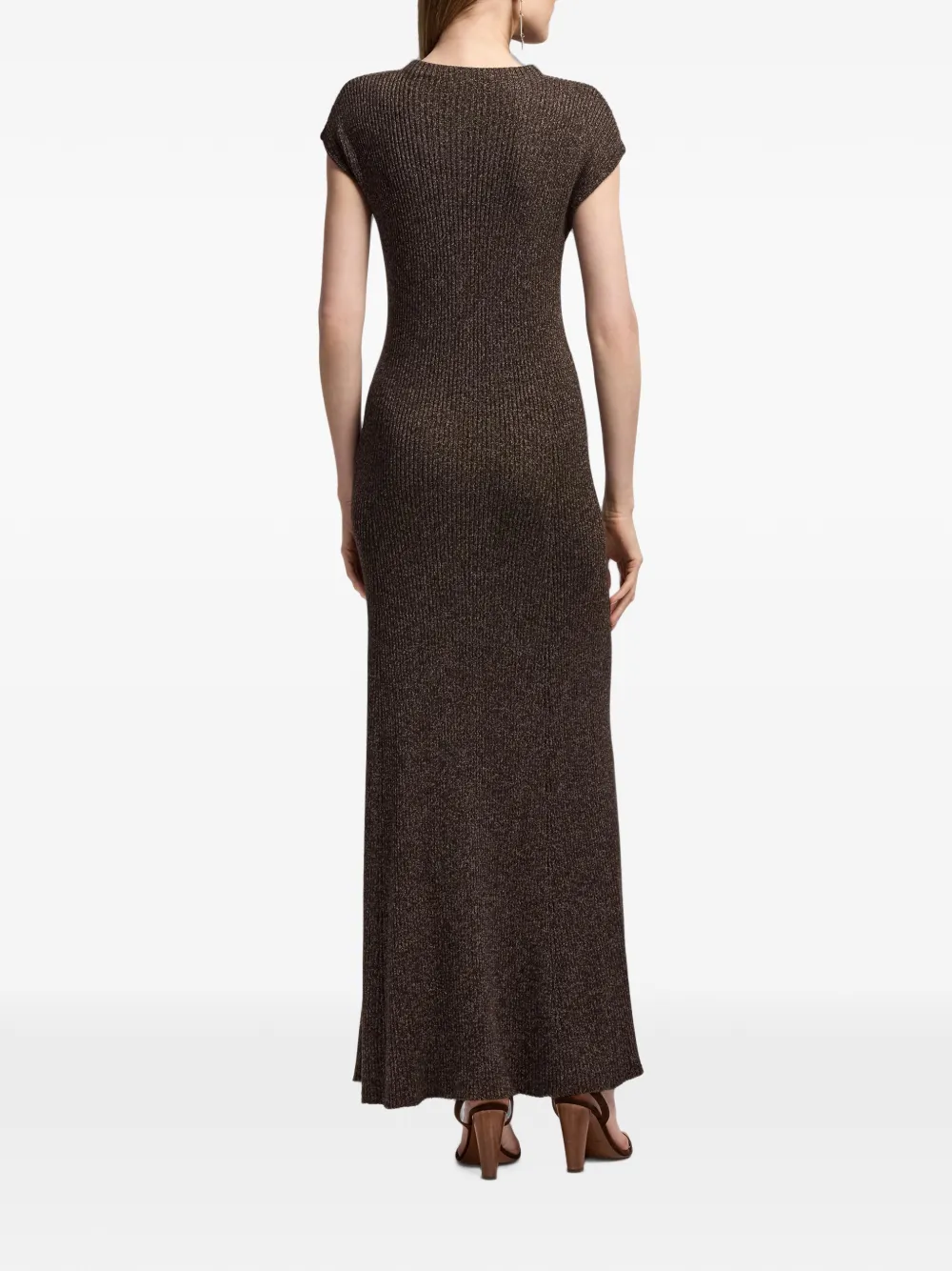 Ralph Lauren Collection Windi ribgebreide maxi-jurk Bruin