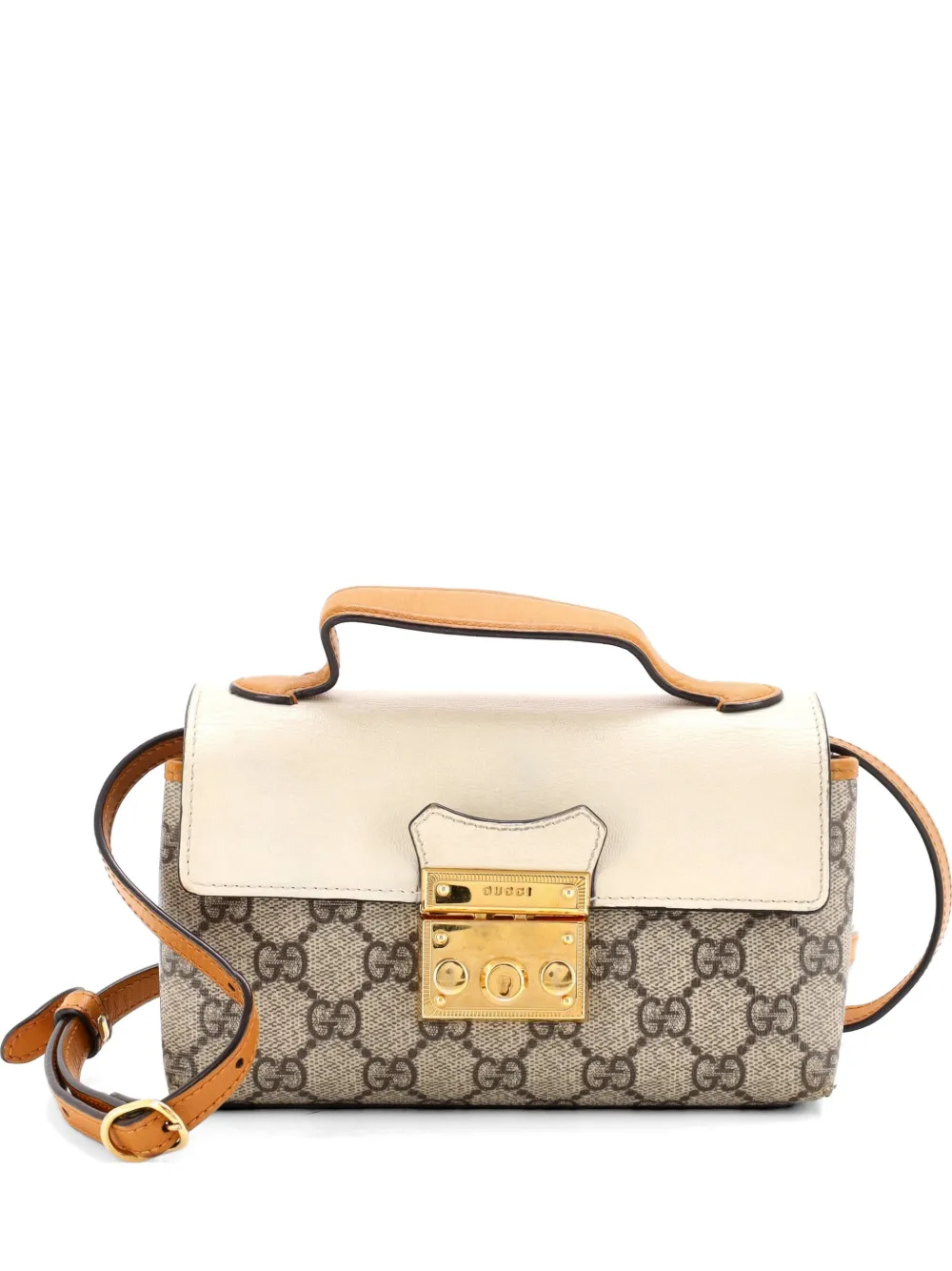 Gucci Pre-Owned Padlock Top Handle Bag GG Coated Canvas and Leather Mini crossbody bag - Braun