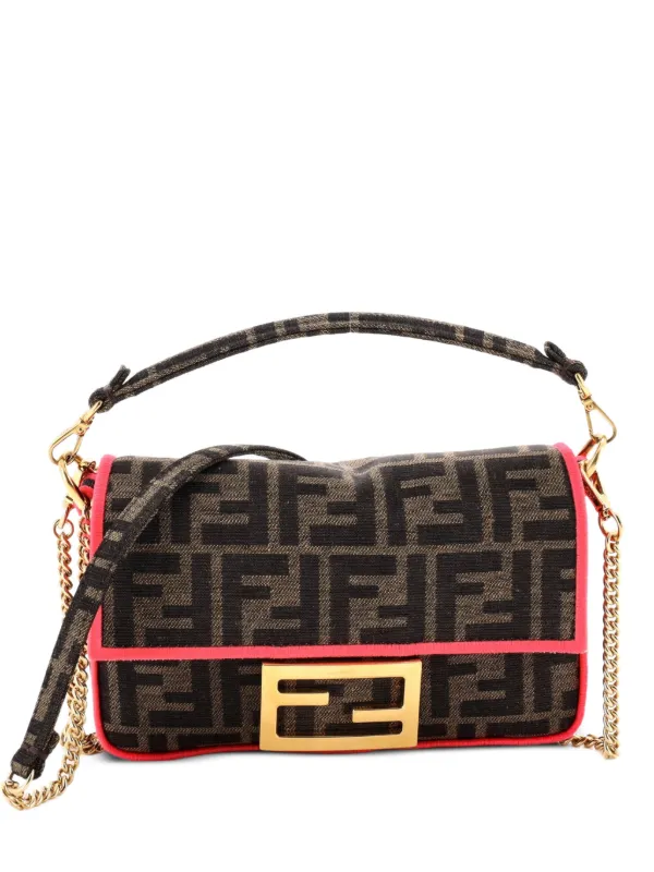 Fendi Pre-owned Baguette NM Bag Zucca Canvas Mini Crossbody Bag in Brown