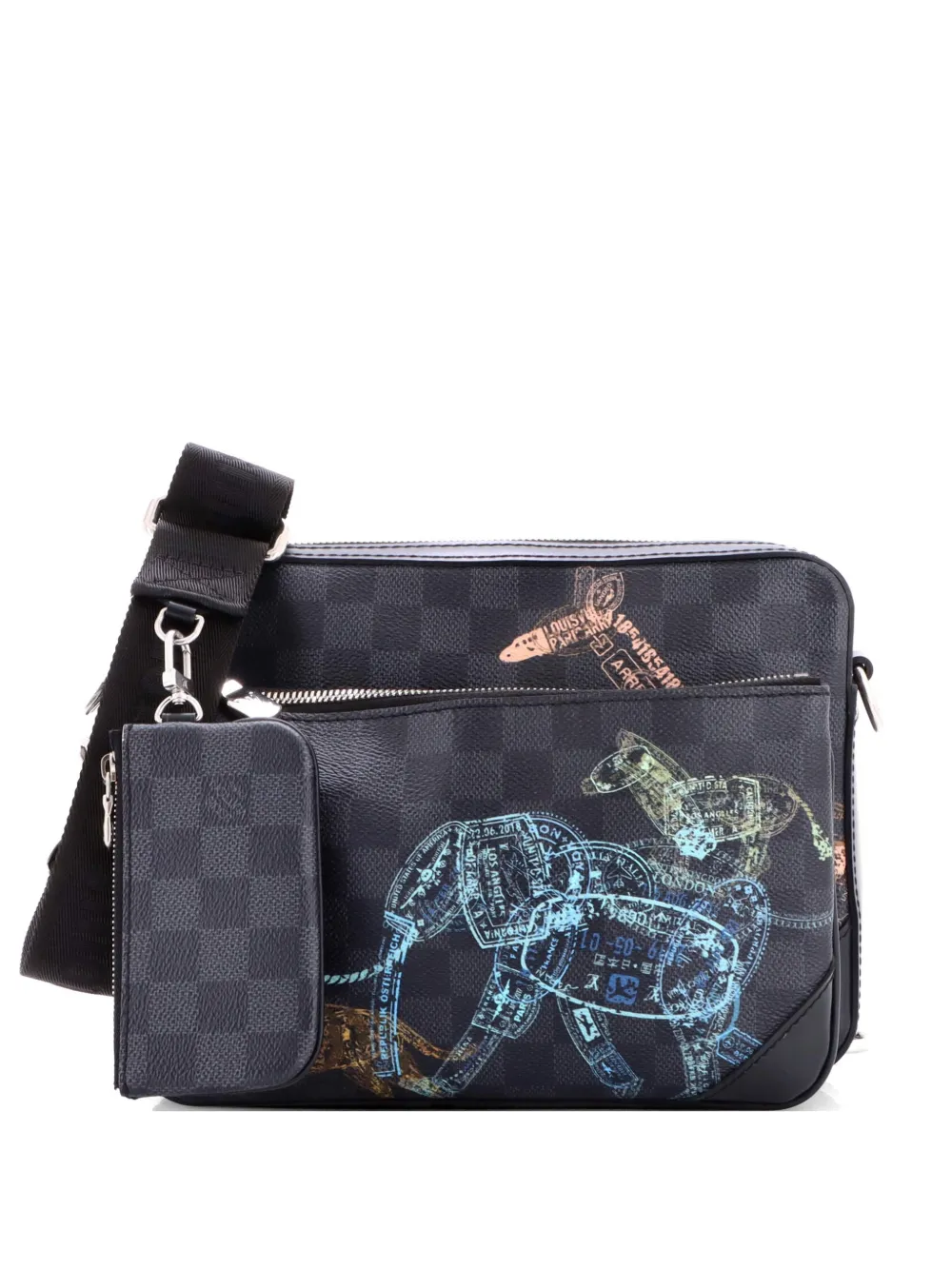 Louis Vuitton Pre-Owned Trio Messenger Bag Limited Edition Wild Animals Damier Graphite crossbody bag - Black