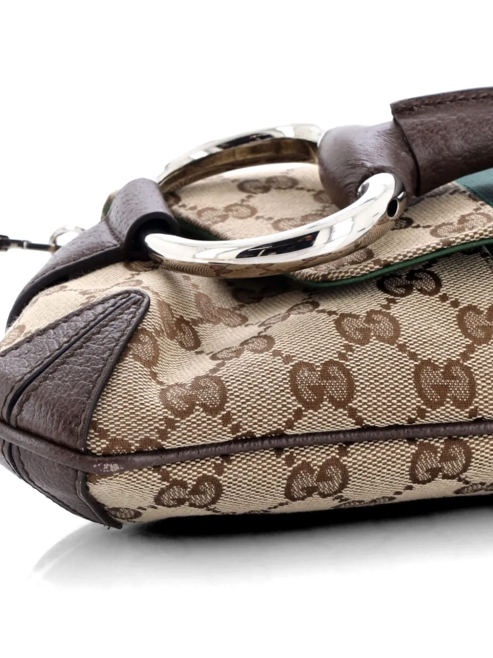 極美品 超希少色 グッチ ホースビット金具 ワンショルダーバッグ GGキャンバス Gucci Pre-Owned ホースビット NM ウェブ チェーン クラッチ GG