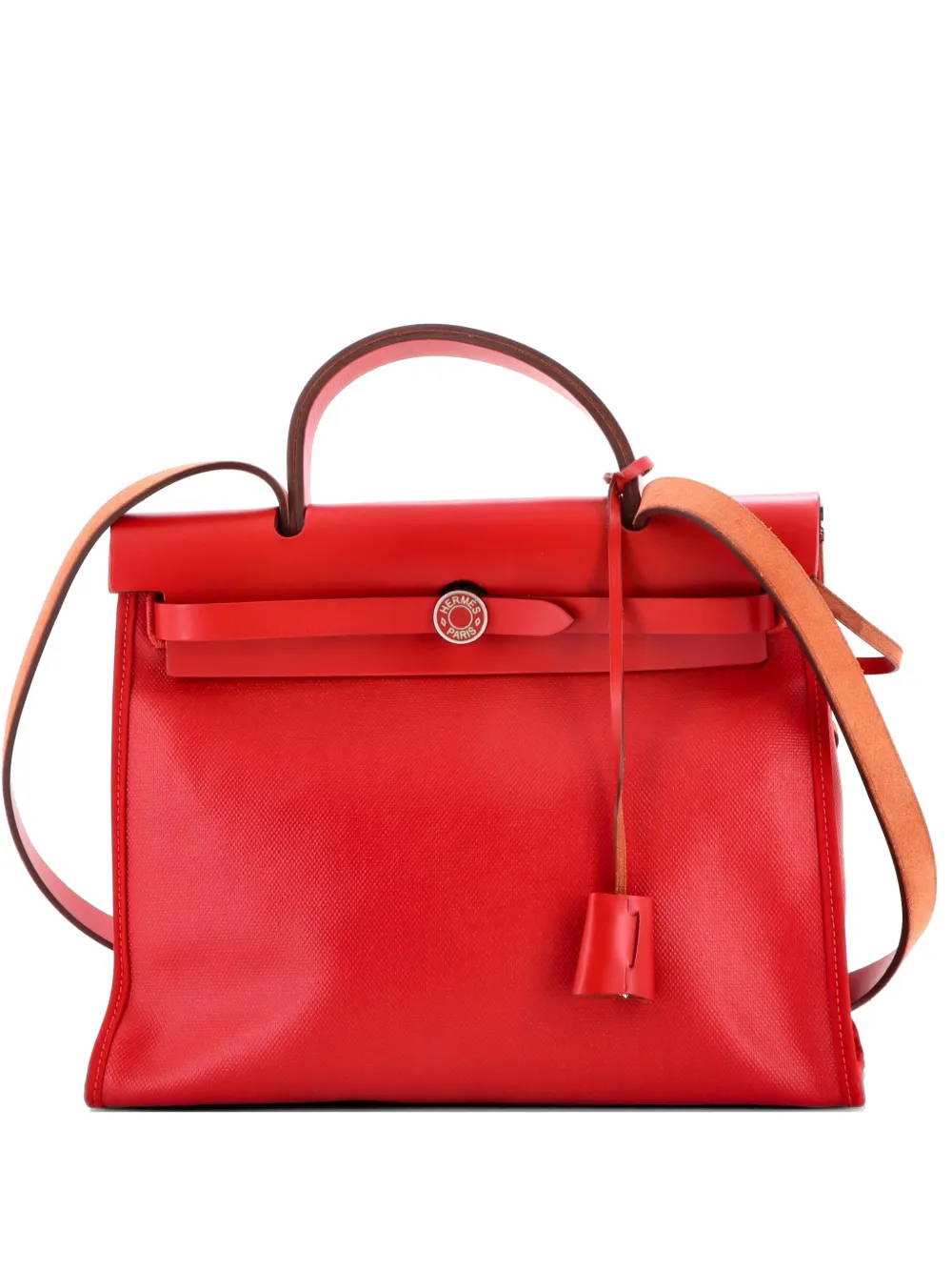 Hermès Pre-Owned Herbag Zip Berline Vache Canvas and Leather 31 shoulder bag - Rosso