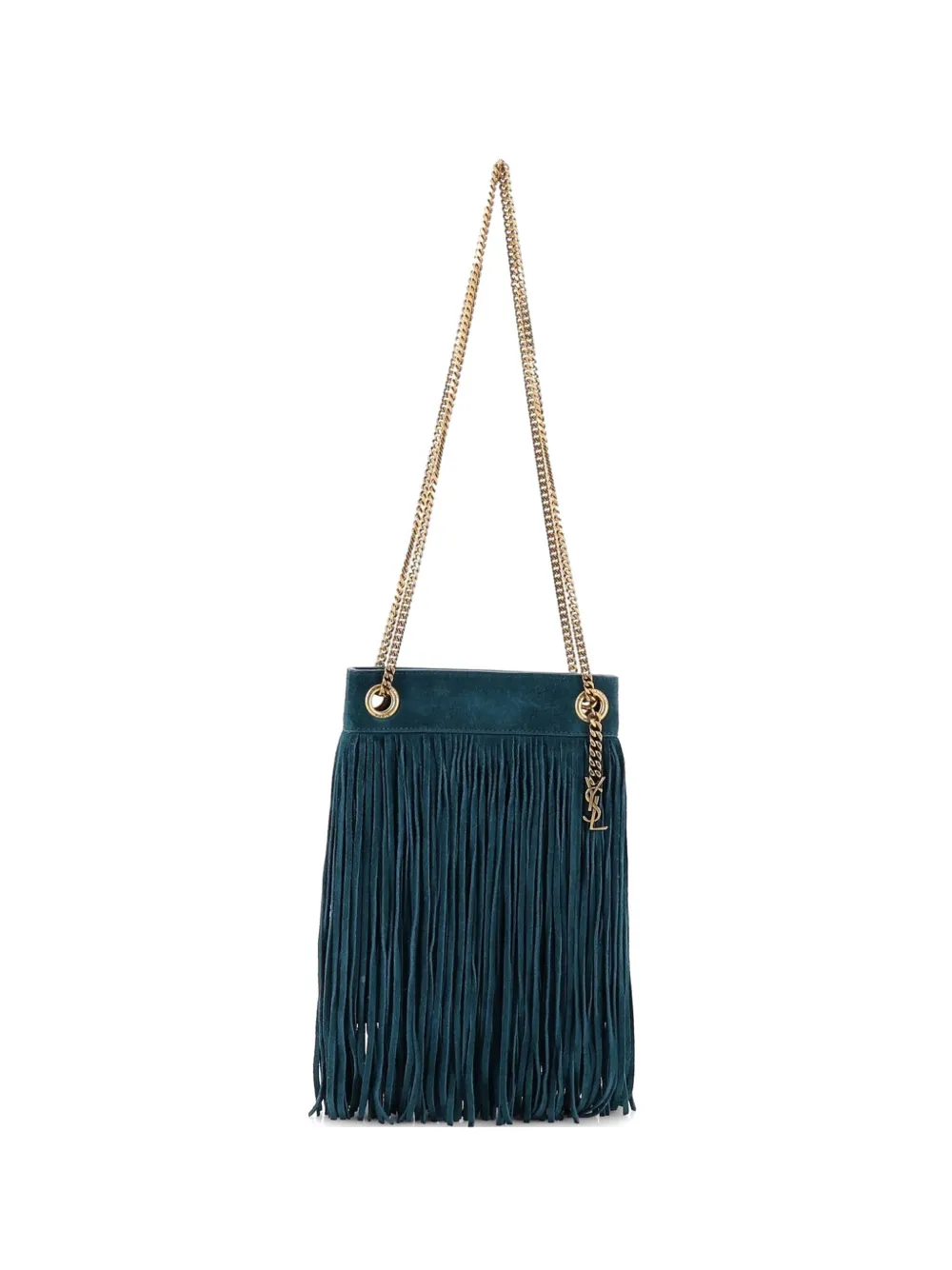 Saint Laurent Pre-Owned Grace Fringe Suede Small hobo bag - Verde