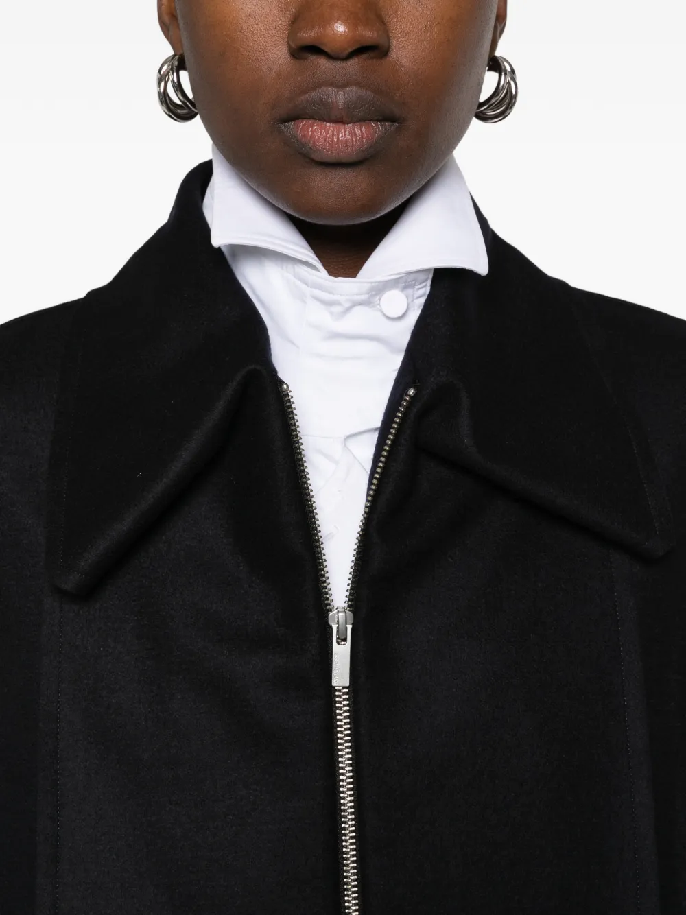 Issey Miyake Shell oversized jack met rits Zwart
