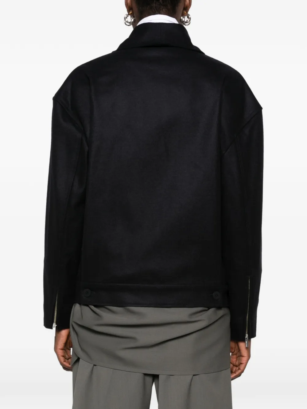 Issey Miyake Shell oversized jack met rits Zwart