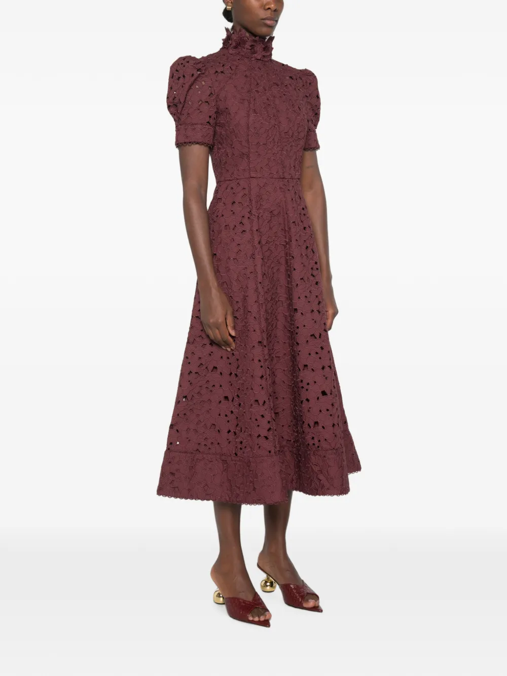 Rebecca Vallance Kitsu midi-jurk met korte mouwen Rood