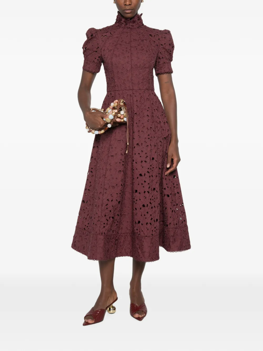 Rebecca Vallance Kitsu midi-jurk met korte mouwen Rood