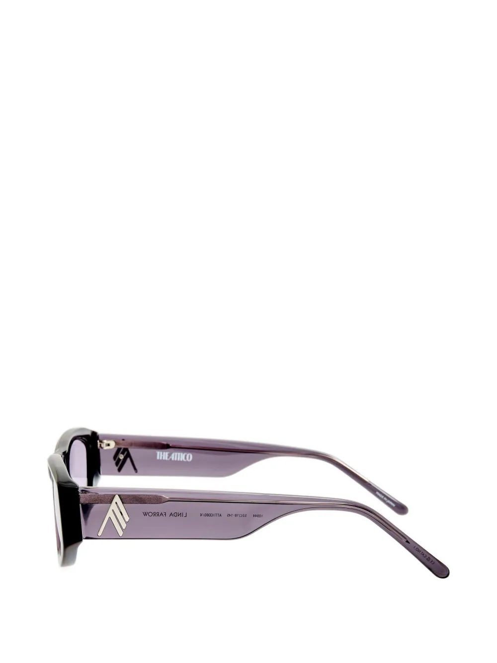 The Attico x Linda Farrow Maya zonnebril met geometrisch montuur Paars
