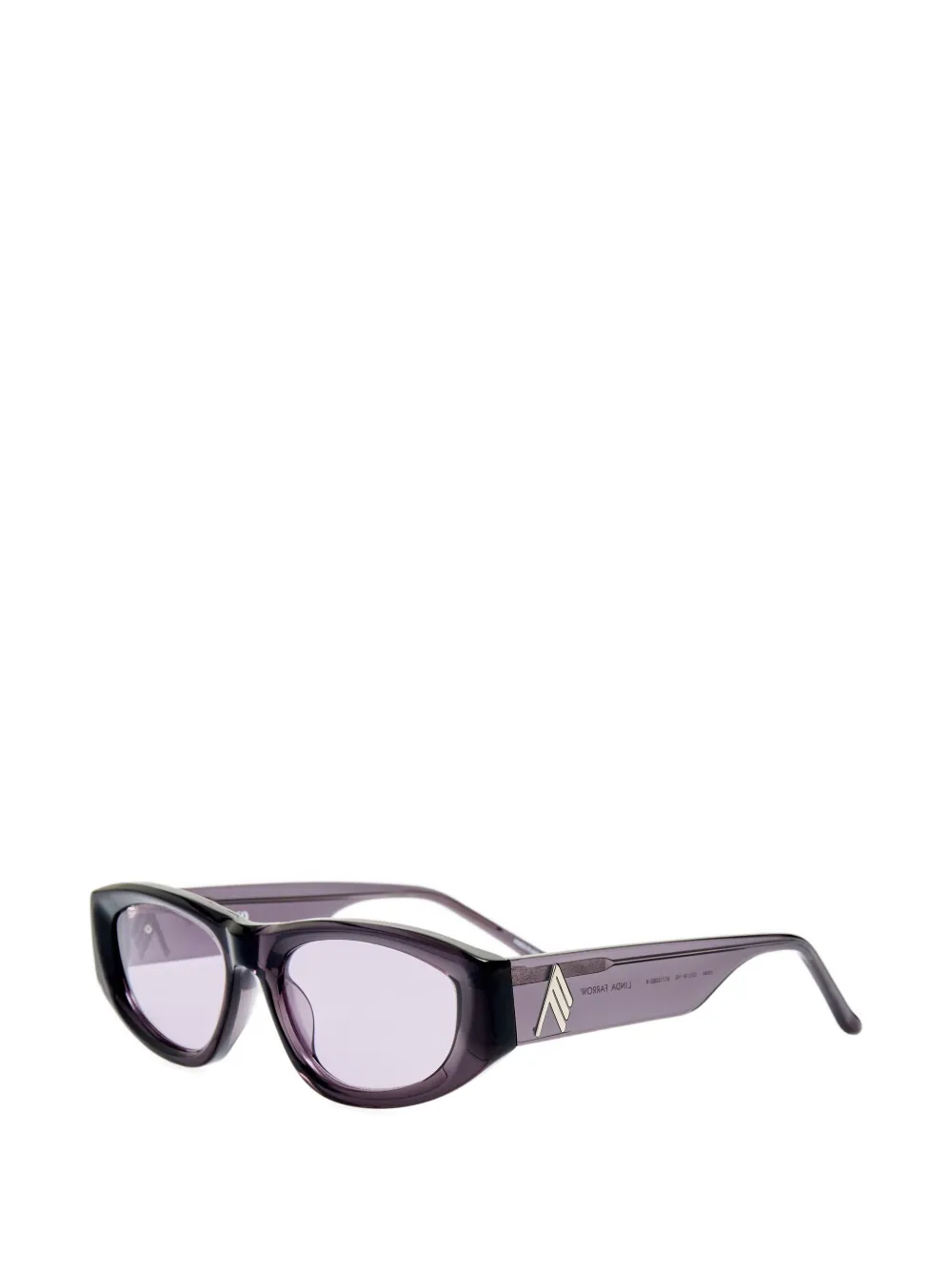 The Attico x Linda Farrow Maya zonnebril met geometrisch montuur Paars