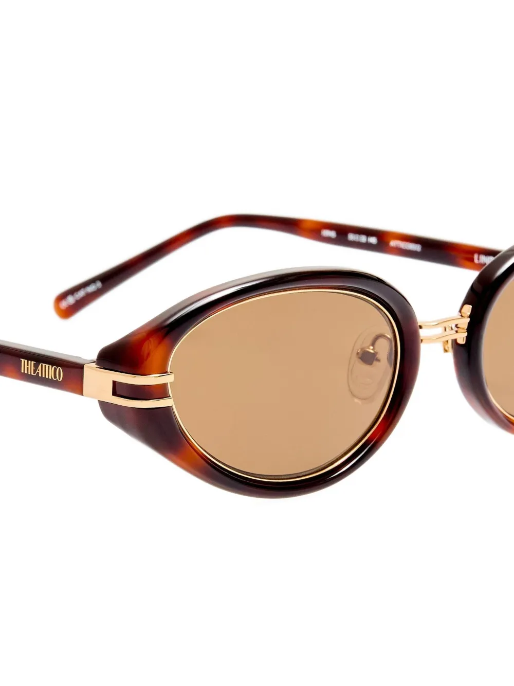 The Attico x Linda Farrow Ambra zonnebril met ovalen montuur Bruin