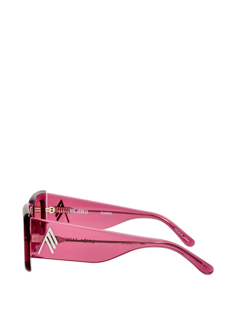 The Attico x Linda Farrow Marfa zonnebril met rechthoekig montuur Roze