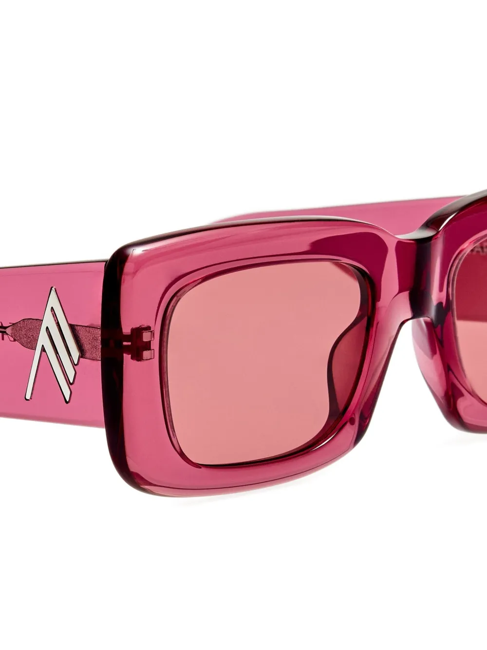 The Attico x Linda Farrow Marfa zonnebril met rechthoekig montuur Roze