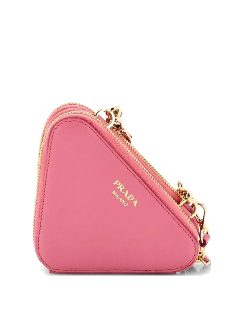 Prada Pre-Owned Triangle Logo Zip Around Shoulder Bag Raffia and Leather Mini crossbody bag - Rosa