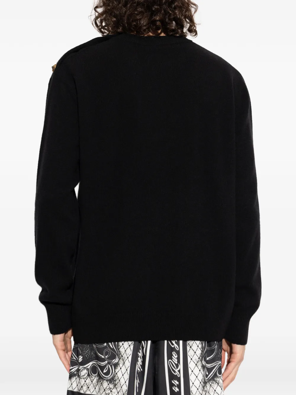  Balmain Pull Boutonné à épaules Dénudées - Noir 