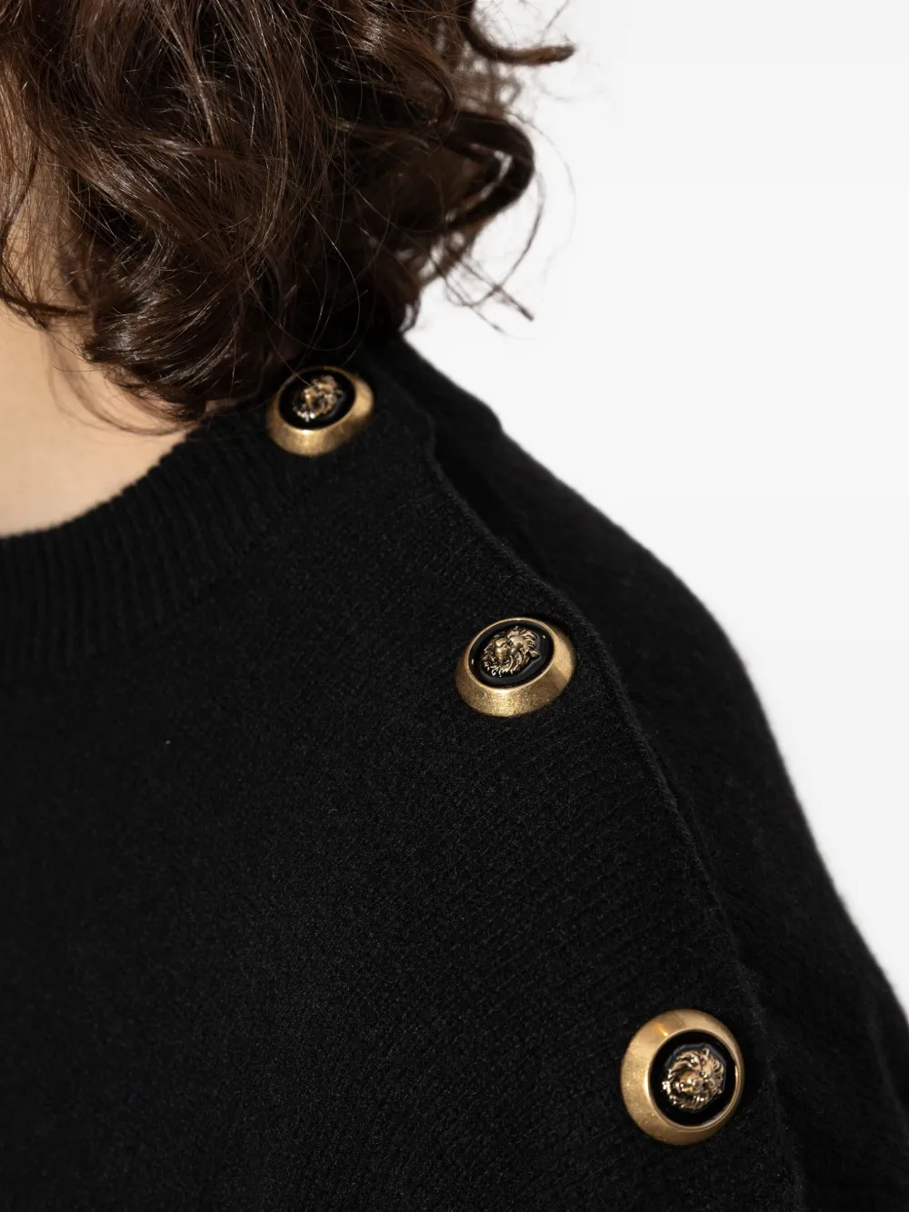 Balmain Trui verfraaid met knopen op de schouders Zwart