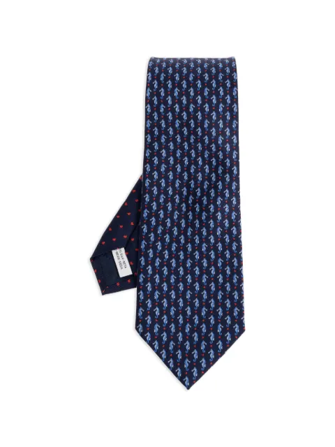 Ferragamo seahorse-print silk tie