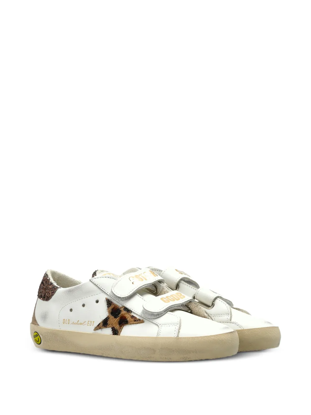 Golden Goose Kids Old School leopard-print sneakers Wit