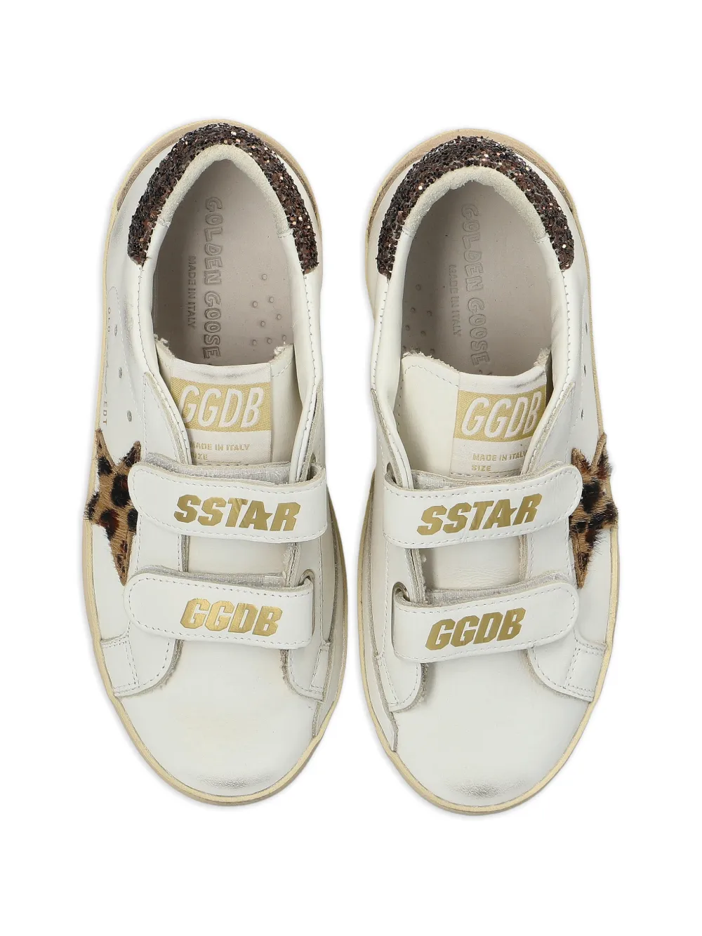 Golden Goose Kids Old School leopard-print sneakers Wit