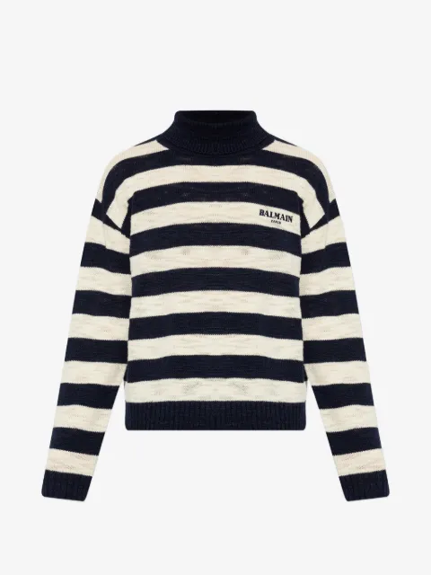 Balmain striped logo-embroidered sweater