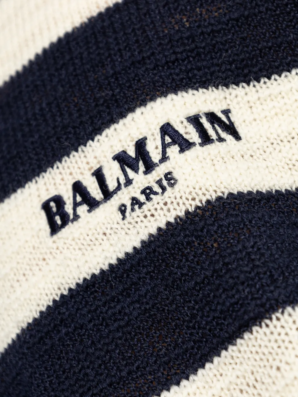 Balmain Gestreepte trui met geborduurd logo Blauw