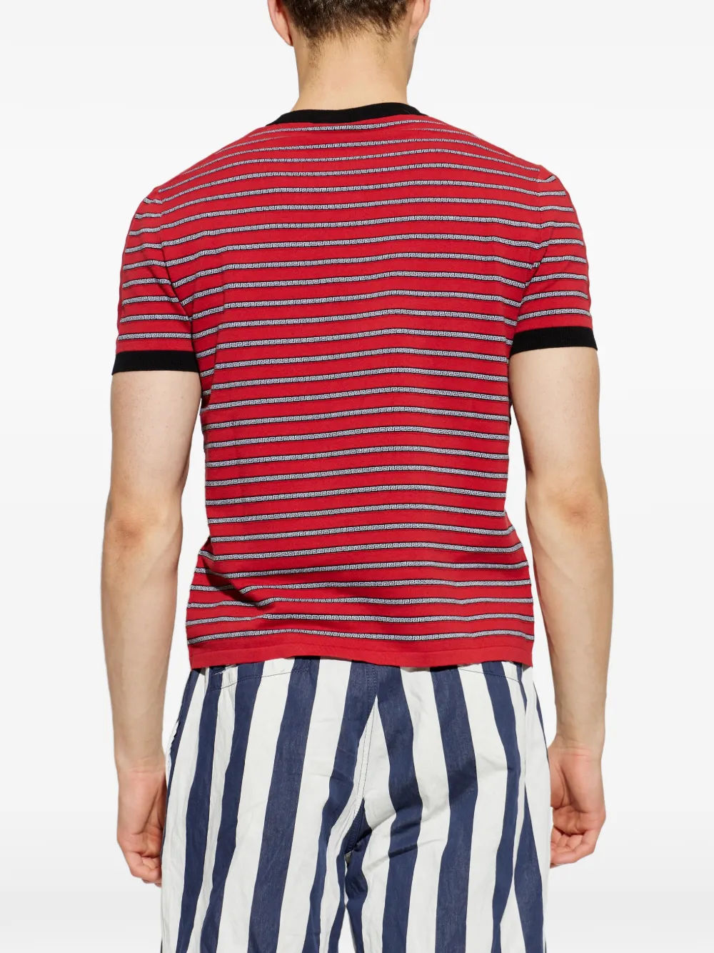 Versace Gestreept T-shirt met jacquard-patroon Rood