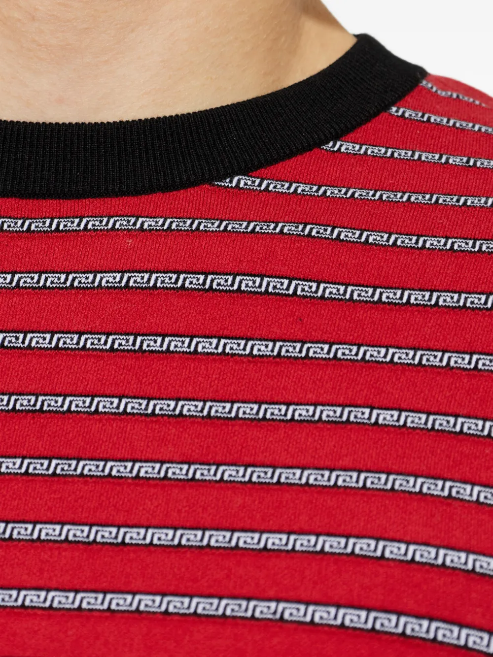 Versace Gestreept T-shirt met jacquard-patroon Rood