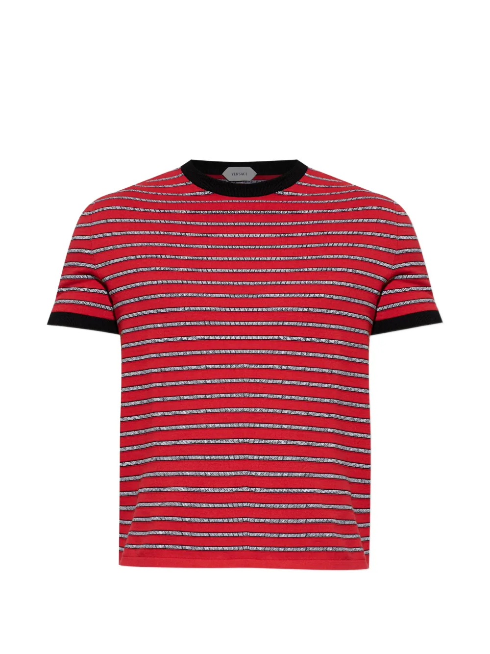 Versace Jacquard Greca-pattern striped t-shirt - Red