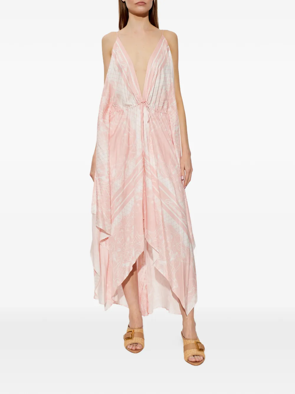 Balmain Asymmetrische mini-jurk met logoprint Roze