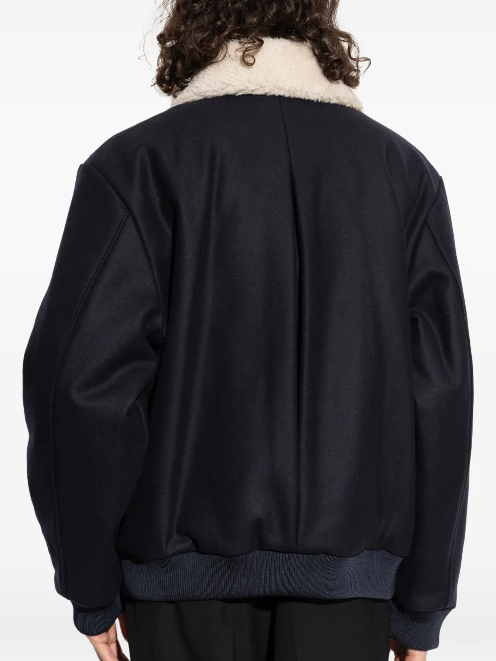 Balmain Bomberjack met lammy kraag Blauw