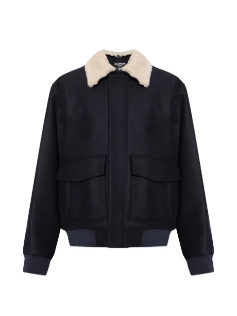 Balmain shearling-collar bomber jacket