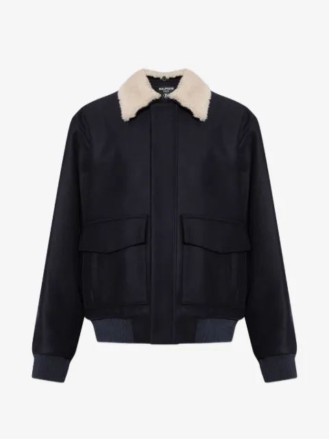 Balmain shearling-collar bomber jacket