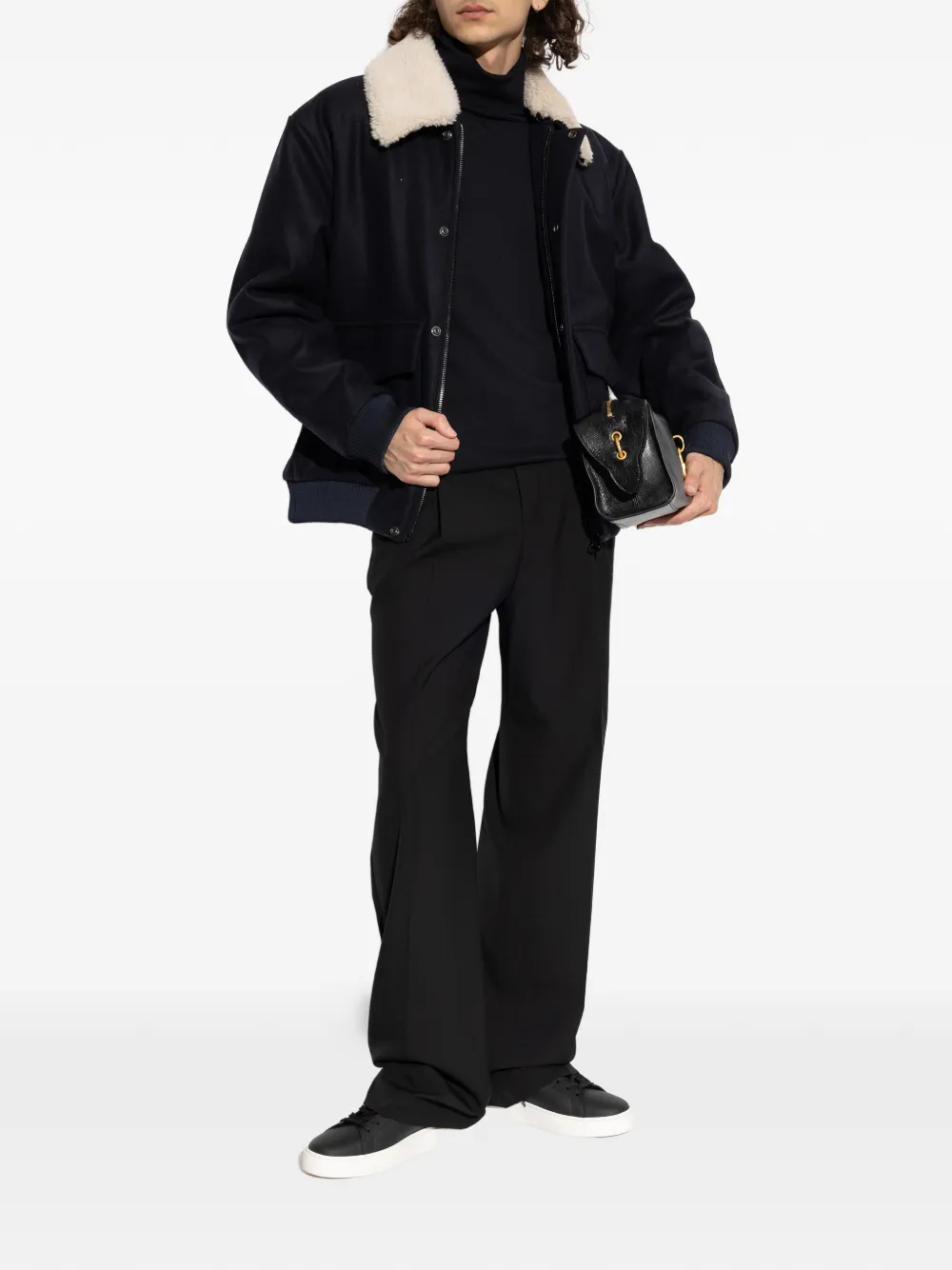 Balmain Bomberjack met lammy kraag Blauw