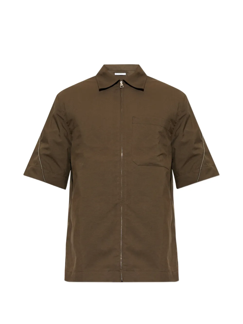 Givenchy logo-embroidered zip-up shirt - Marrone