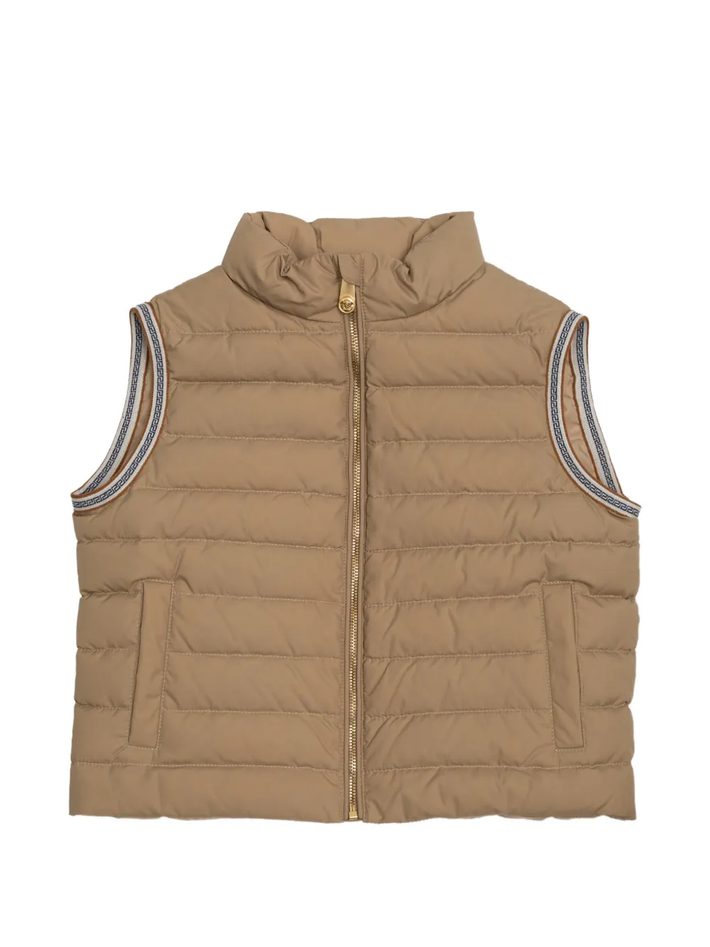 Versace Kids Greca-trim quilted gilet - Nude